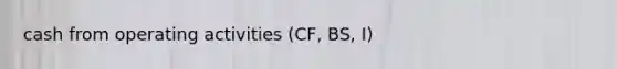 cash from operating activities (CF, BS, I)