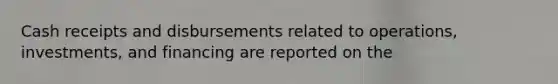 Cash receipts and disbursements related to operations, investments, and financing are reported on the