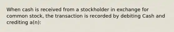 When cash is received from a stockholder in exchange for common stock, the transaction is recorded by debiting Cash and crediting a(n):