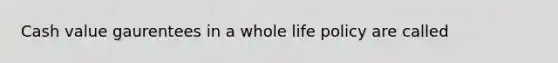 Cash value gaurentees in a whole life policy are called