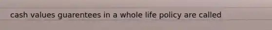 cash values guarentees in a whole life policy are called