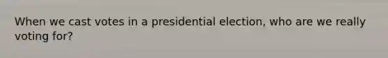 When we cast votes in a presidential election, who are we really voting for?