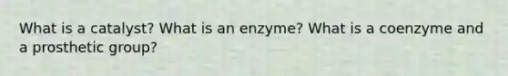 What is a catalyst? What is an enzyme? What is a coenzyme and a prosthetic group?