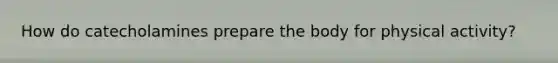 How do catecholamines prepare the body for physical activity?