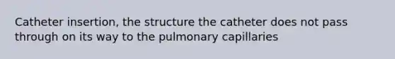 Catheter insertion, the structure the catheter does not pass through on its way to the pulmonary capillaries