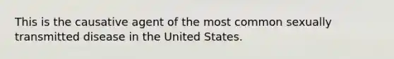 This is the causative agent of the most common sexually transmitted disease in the United States.