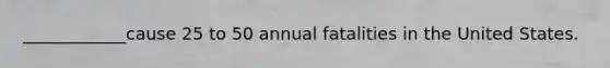 ____________cause 25 to 50 annual fatalities in the United States.