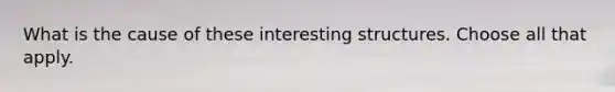 What is the cause of these interesting structures. Choose all that apply.