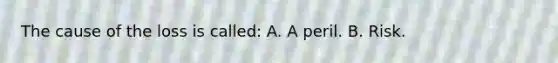 The cause of the loss is called: A. A peril. B. Risk.