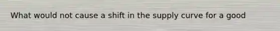 What would not cause a shift in the supply curve for a good