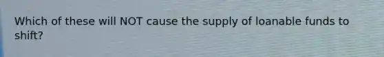 Which of these will NOT cause the supply of loanable funds to shift?