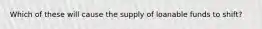 Which of these will cause the supply of loanable funds to shift?