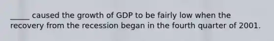 _____ caused the growth of GDP to be fairly low when the recovery from the recession began in the fourth quarter of 2001.