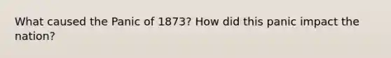 What caused the Panic of 1873? How did this panic impact the nation?