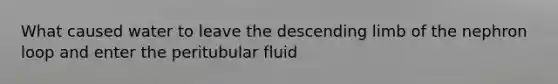 What caused water to leave the descending limb of the nephron loop and enter the peritubular fluid