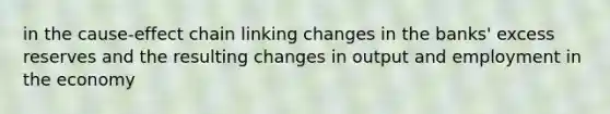 in the cause-effect chain linking changes in the banks' excess reserves and the resulting changes in output and employment in the economy