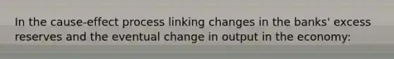In the cause-effect process linking changes in the banks' excess reserves and the eventual change in output in the economy: