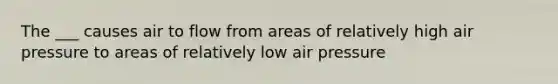 The ___ causes air to flow from areas of relatively high air pressure to areas of relatively low air pressure