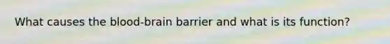 What causes <a href='https://www.questionai.com/knowledge/kO1rMGD7bv-the-blood-brain-barrier' class='anchor-knowledge'><a href='https://www.questionai.com/knowledge/k7oXMfj7lk-the-blood' class='anchor-knowledge'>the blood</a>-brain barrier</a> and what is its function?