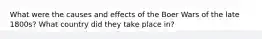 What were the causes and effects of the Boer Wars of the late 1800s? What country did they take place in?