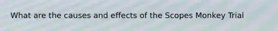 What are the causes and effects of the Scopes Monkey Trial