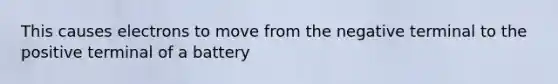This causes electrons to move from the negative terminal to the positive terminal of a battery