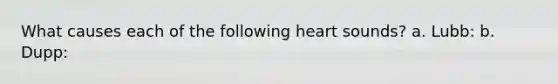 What causes each of the following heart sounds? a. Lubb: b. Dupp: