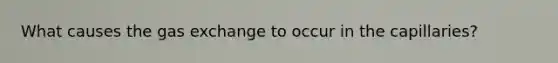 What causes the gas exchange to occur in the capillaries?