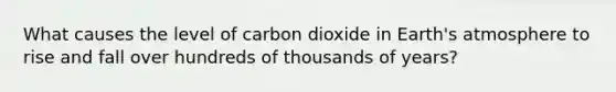 What causes the level of carbon dioxide in Earth's atmosphere to rise and fall over hundreds of thousands of years?