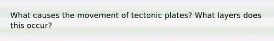 What causes the movement of tectonic plates? What layers does this occur?