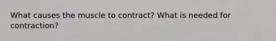 What causes the muscle to contract? What is needed for contraction?