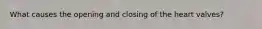 What causes the opening and closing of the heart valves?