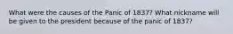 What were the causes of the Panic of 1837? What nickname will be given to the president because of the panic of 1837?