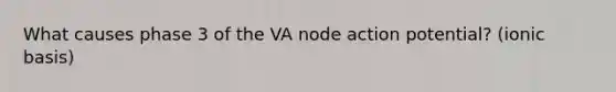 What causes phase 3 of the VA node action potential? (ionic basis)