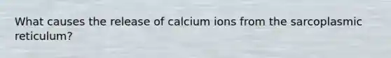 What causes the release of calcium ions from the sarcoplasmic reticulum?