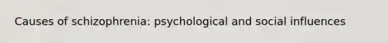 Causes of schizophrenia: psychological and <a href='https://www.questionai.com/knowledge/kO4dMbNCii-social-influence' class='anchor-knowledge'>social influence</a>s