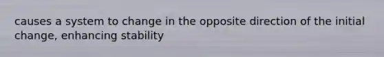 causes a system to change in the opposite direction of the initial change, enhancing stability