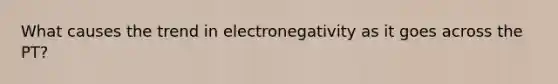 What causes the trend in electronegativity as it goes across the PT?