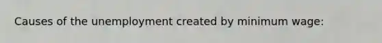 Causes of the unemployment created by minimum wage: