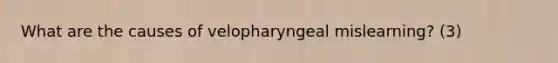 What are the causes of velopharyngeal mislearning? (3)