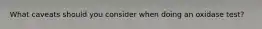 What caveats should you consider when doing an oxidase test?