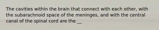 The cavities within the brain that connect with each other, with the subarachnoid space of the meninges, and with the central canal of the spinal cord are the __