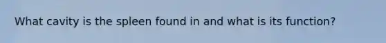 What cavity is the spleen found in and what is its function?