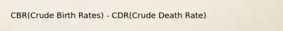 CBR(Crude Birth Rates) - CDR(Crude Death Rate)