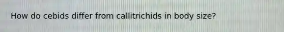 How do cebids differ from callitrichids in body size?