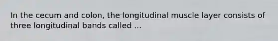 In the cecum and colon, the longitudinal muscle layer consists of three longitudinal bands called ...