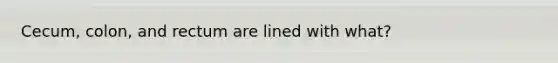 Cecum, colon, and rectum are lined with what?