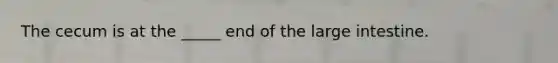 The cecum is at the _____ end of the large intestine.