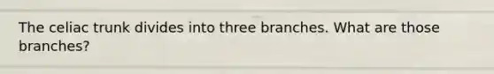 The celiac trunk divides into three branches. What are those branches?