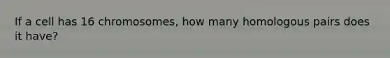 If a cell has 16 chromosomes, how many homologous pairs does it have?